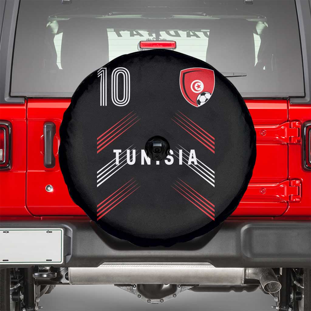 Tunisia Soccer Sports Graphic Number 10 Jersey Style Spare Tire Cover Proud Tunisian Football Fans Game Day Maghreb Pride