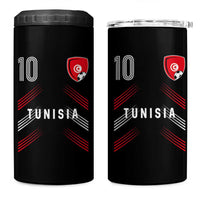 Tunisia Soccer Sports Graphic Number 10 Jersey Style 4 in 1 Can Cooler Tumbler Proud Tunisian Football Fans Game Day Maghreb Pride