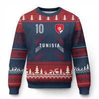 Tunisia Soccer Sports Graphic Number 10 Jersey Style Ugly Christmas Sweater Proud Tunisian Football Fans Game Day Maghreb Pride