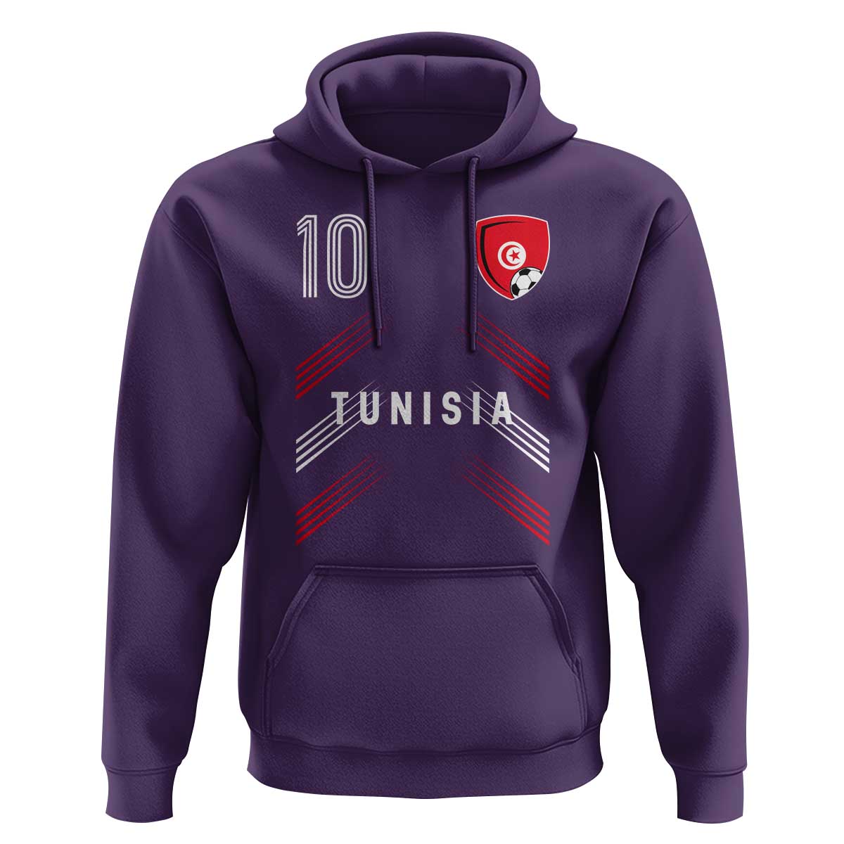 Tunisia Soccer Sports Graphic Number 10 Jersey Style Hoodie Proud Tunisian Football Fans Game Day Maghreb Pride