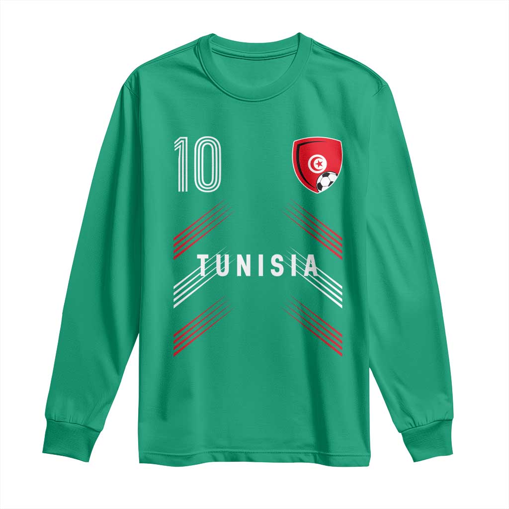 Tunisia Soccer Sports Graphic Number 10 Jersey Style Long Sleeve Shirt Proud Tunisian Football Fans Game Day Maghreb Pride