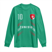 Tunisia Soccer Sports Graphic Number 10 Jersey Style Long Sleeve Shirt Proud Tunisian Football Fans Game Day Maghreb Pride