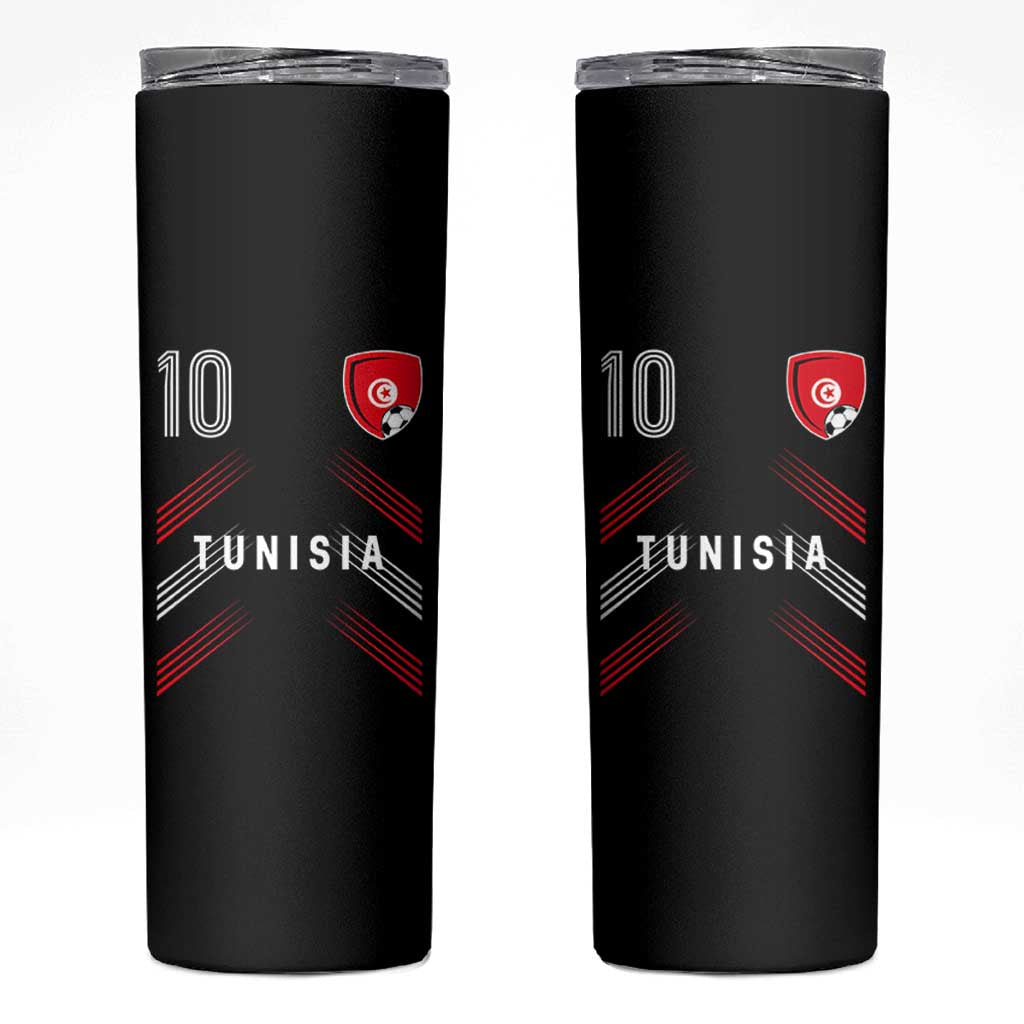 Tunisia Soccer Sports Graphic Number 10 Jersey Style Skinny Tumbler Proud Tunisian Football Fans Game Day Maghreb Pride