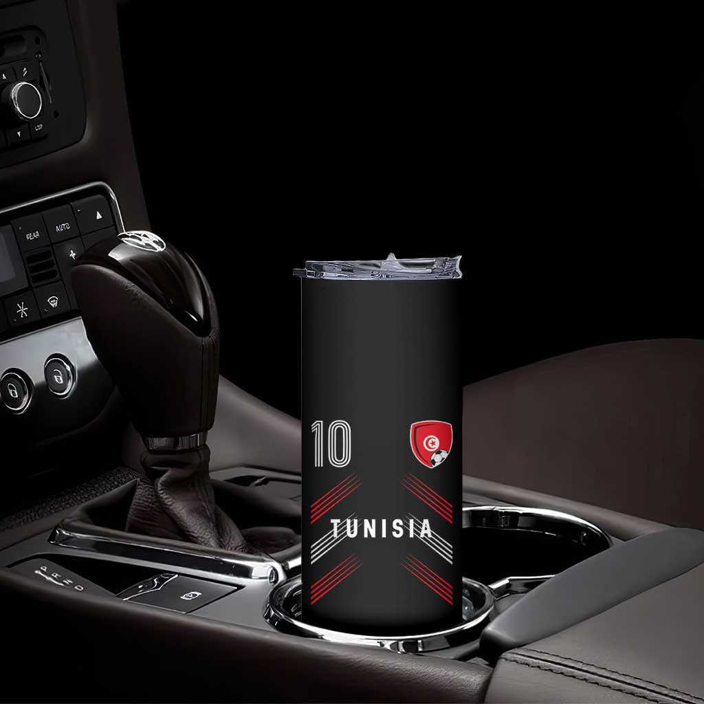 Tunisia Soccer Sports Graphic Number 10 Jersey Style Skinny Tumbler Proud Tunisian Football Fans Game Day Maghreb Pride