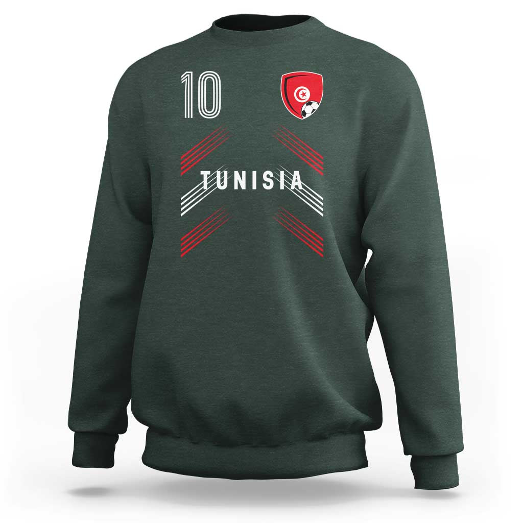 Tunisia Soccer Sports Graphic Number 10 Jersey Style Sweatshirt Proud Tunisian Football Fans Game Day Maghreb Pride