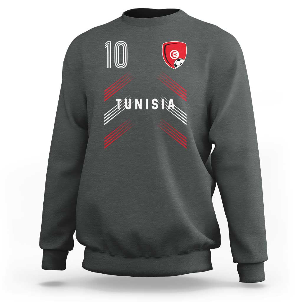 Tunisia Soccer Sports Graphic Number 10 Jersey Style Sweatshirt Proud Tunisian Football Fans Game Day Maghreb Pride