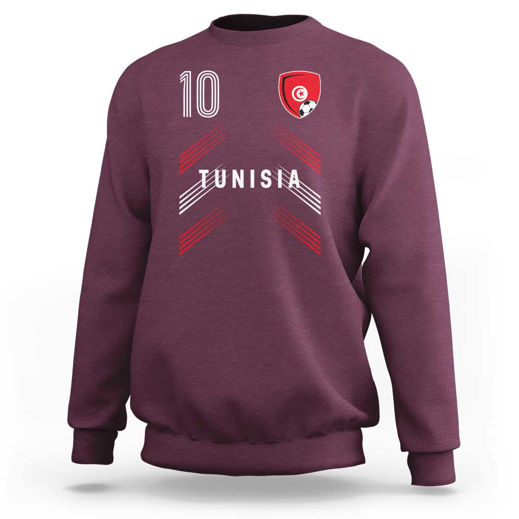 Tunisia Soccer Sports Graphic Number 10 Jersey Style Sweatshirt Proud Tunisian Football Fans Game Day Maghreb Pride