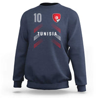 Tunisia Soccer Sports Graphic Number 10 Jersey Style Sweatshirt Proud Tunisian Football Fans Game Day Maghreb Pride