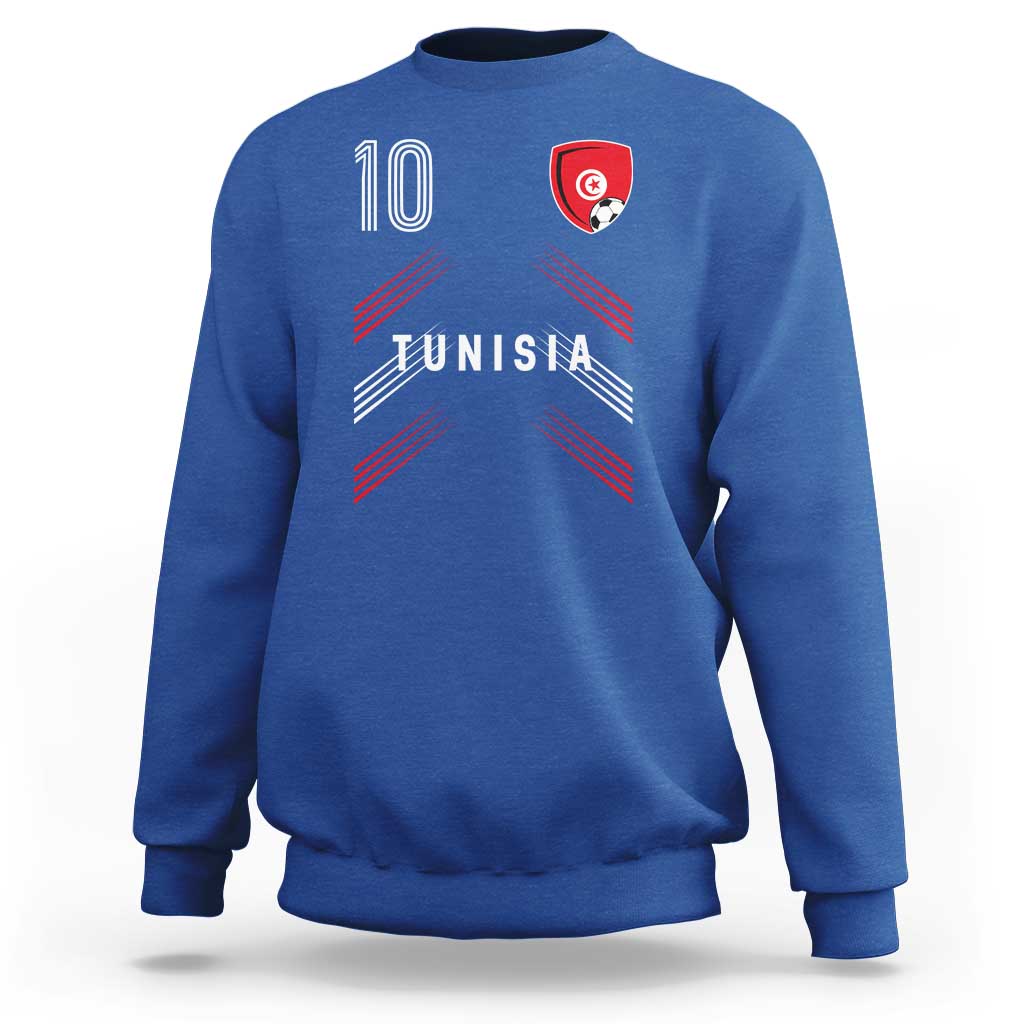 Tunisia Soccer Sports Graphic Number 10 Jersey Style Sweatshirt Proud Tunisian Football Fans Game Day Maghreb Pride