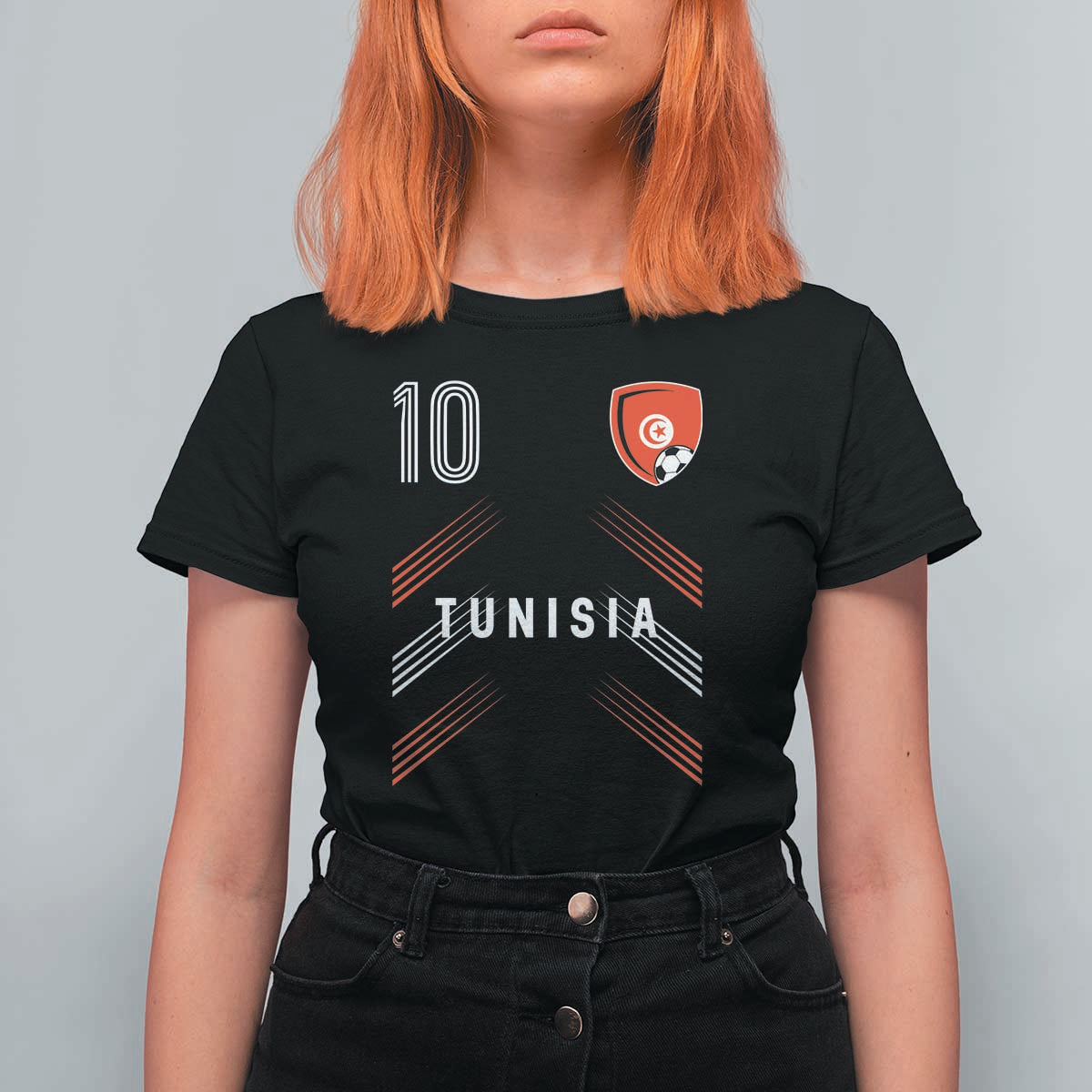 Tunisia Soccer Sports Graphic Number 10 Jersey Style T Shirt For Women Proud Tunisian Football Fans Game Day Maghreb Pride