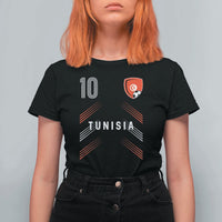 Tunisia Soccer Sports Graphic Number 10 Jersey Style T Shirt For Women Proud Tunisian Football Fans Game Day Maghreb Pride
