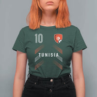 Tunisia Soccer Sports Graphic Number 10 Jersey Style T Shirt For Women Proud Tunisian Football Fans Game Day Maghreb Pride