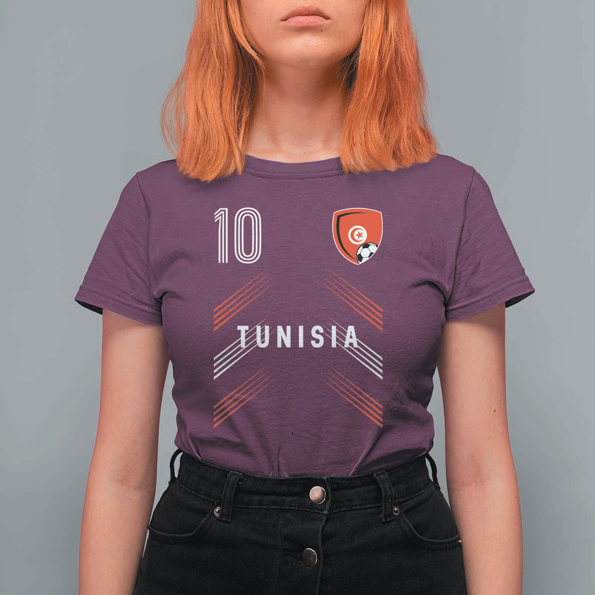 Tunisia Soccer Sports Graphic Number 10 Jersey Style T Shirt For Women Proud Tunisian Football Fans Game Day Maghreb Pride