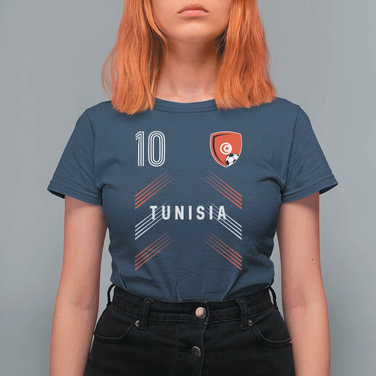Tunisia Soccer Sports Graphic Number 10 Jersey Style T Shirt For Women Proud Tunisian Football Fans Game Day Maghreb Pride
