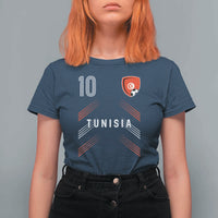 Tunisia Soccer Sports Graphic Number 10 Jersey Style T Shirt For Women Proud Tunisian Football Fans Game Day Maghreb Pride