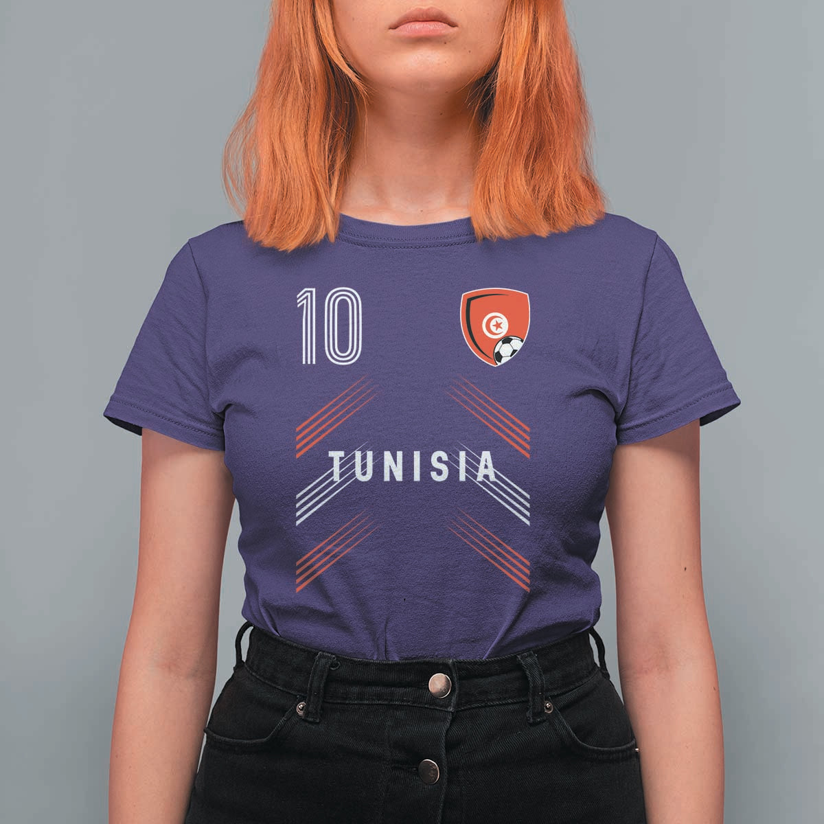 Tunisia Soccer Sports Graphic Number 10 Jersey Style T Shirt For Women Proud Tunisian Football Fans Game Day Maghreb Pride
