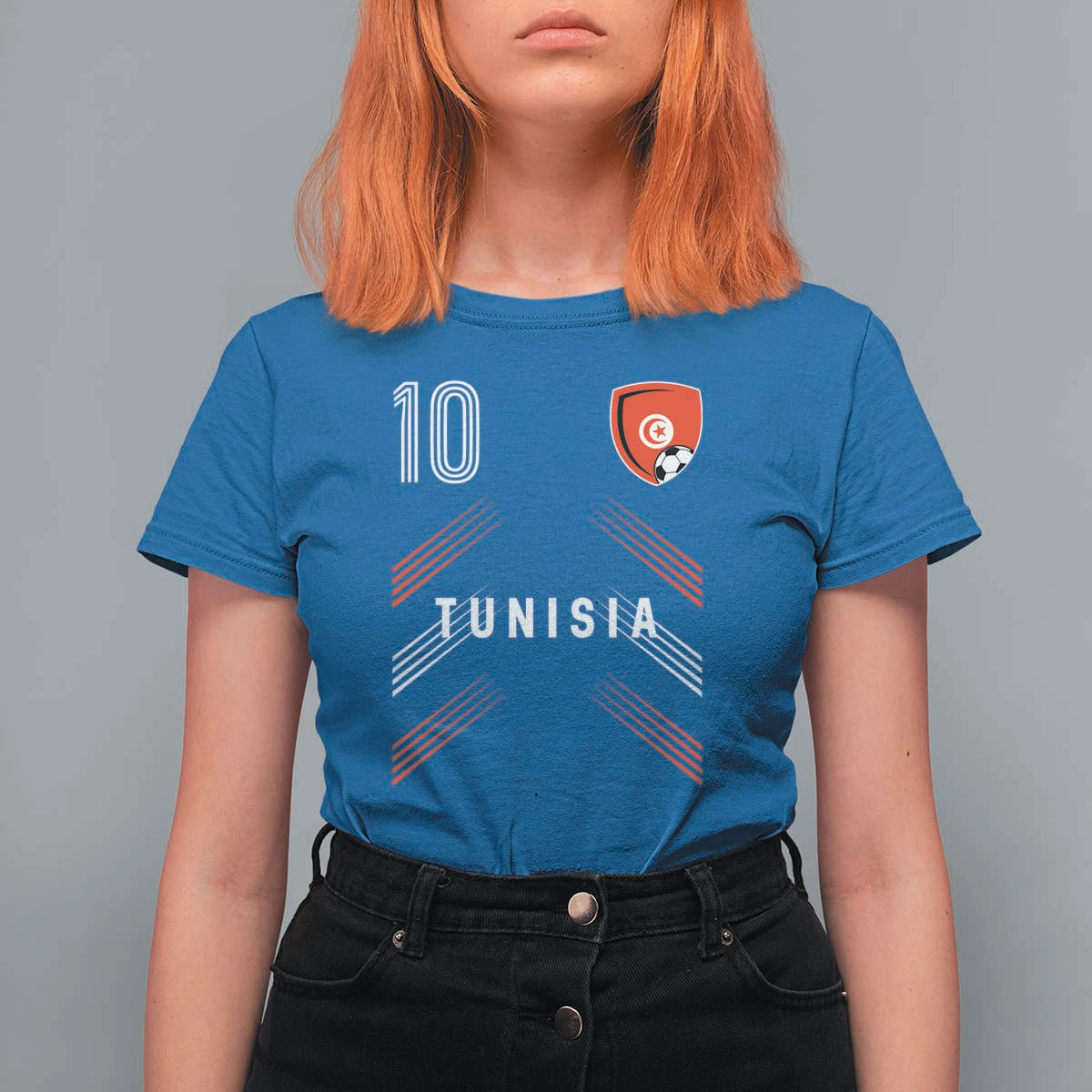 Tunisia Soccer Sports Graphic Number 10 Jersey Style T Shirt For Women Proud Tunisian Football Fans Game Day Maghreb Pride