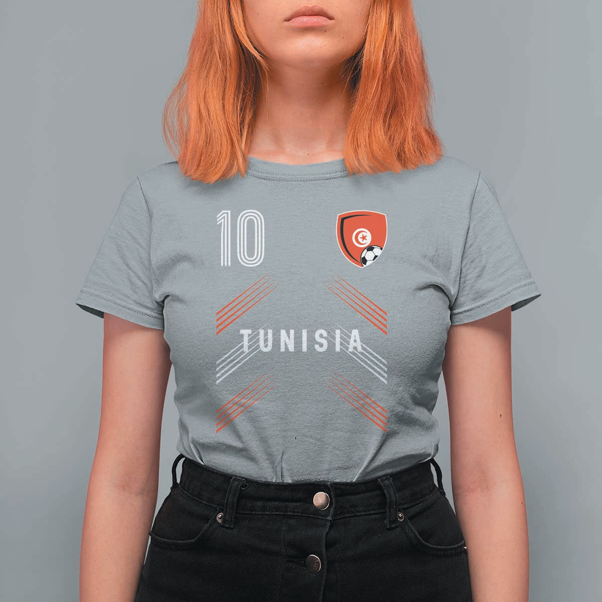 Tunisia Soccer Sports Graphic Number 10 Jersey Style T Shirt For Women Proud Tunisian Football Fans Game Day Maghreb Pride