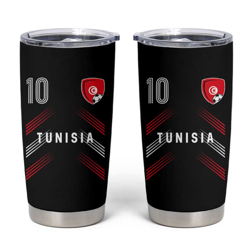 Tunisia Soccer Sports Graphic Number 10 Jersey Style Tumbler Cup Proud Tunisian Football Fans Game Day Maghreb Pride