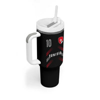 Tunisia Soccer Sports Graphic Number 10 Jersey Style Tumbler With Handle Proud Tunisian Football Fans Game Day Maghreb Pride