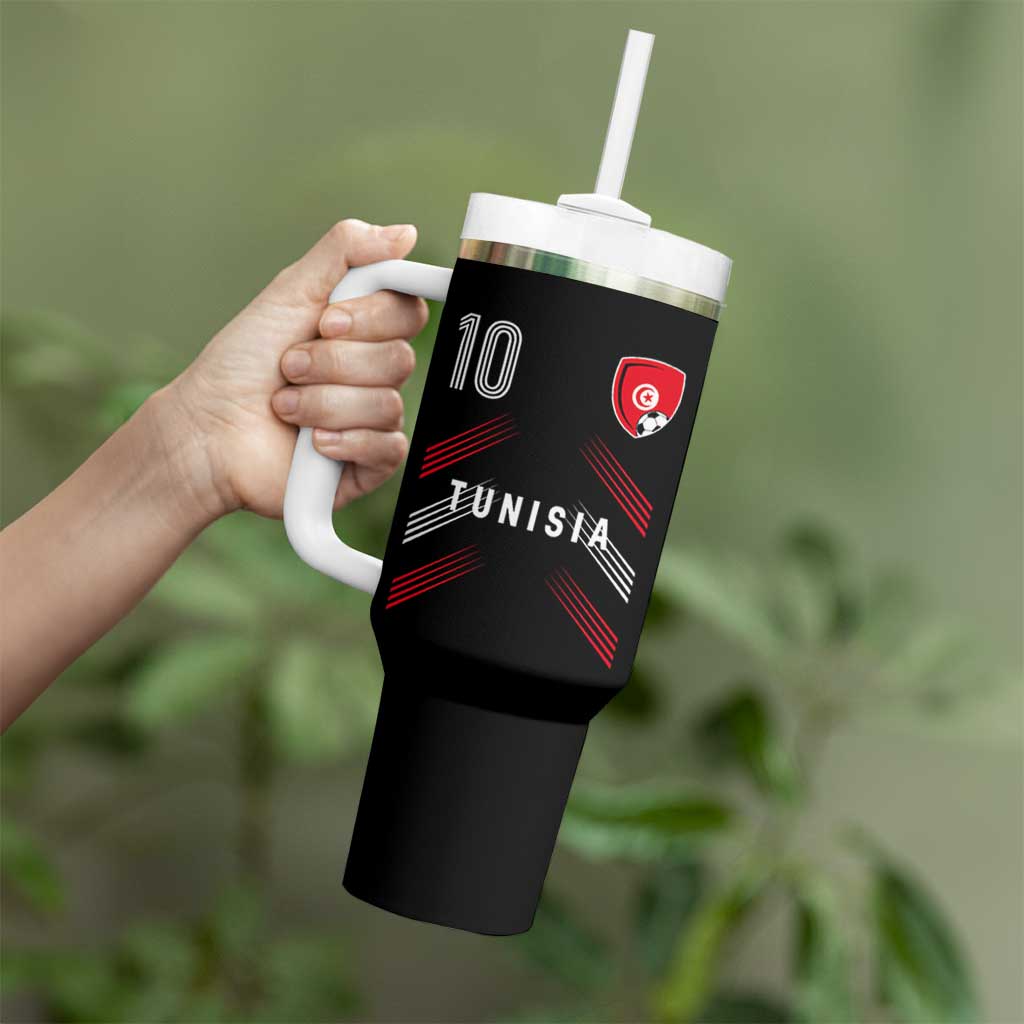 Tunisia Soccer Sports Graphic Number 10 Jersey Style Tumbler With Handle Proud Tunisian Football Fans Game Day Maghreb Pride