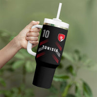 Tunisia Soccer Sports Graphic Number 10 Jersey Style Tumbler With Handle Proud Tunisian Football Fans Game Day Maghreb Pride