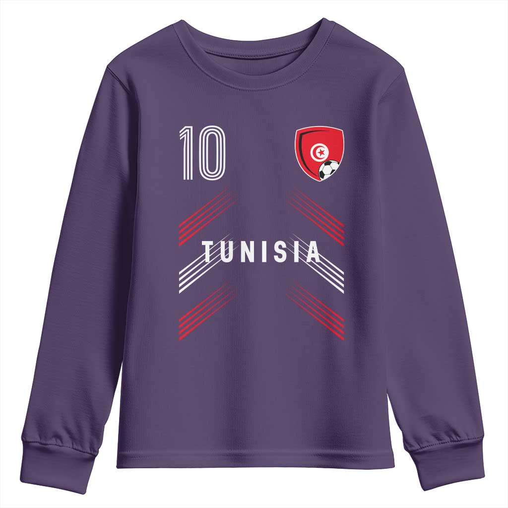 Tunisia Soccer Sports Graphic Number 10 Jersey Style Youth Sweatshirt Proud Tunisian Football Fans Game Day Maghreb Pride