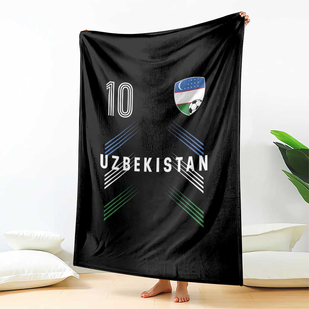 Uzbekistan Soccer Sports Graphic Number 10 Jersey Style Throw Blanket Proud Uzbek Football Fans Game Day Pride