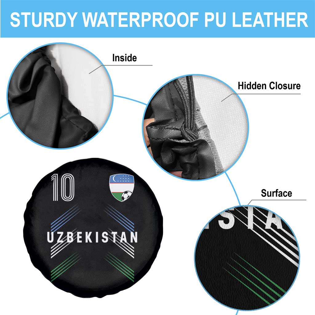Uzbekistan Soccer Sports Graphic Number 10 Jersey Style Spare Tire Cover Proud Uzbek Football Fans Game Day Pride