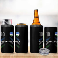 Uzbekistan Soccer Sports Graphic Number 10 Jersey Style 4 in 1 Can Cooler Tumbler Proud Uzbek Football Fans Game Day Pride