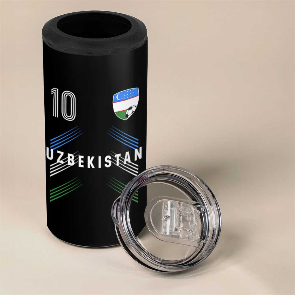 Uzbekistan Soccer Sports Graphic Number 10 Jersey Style 4 in 1 Can Cooler Tumbler Proud Uzbek Football Fans Game Day Pride