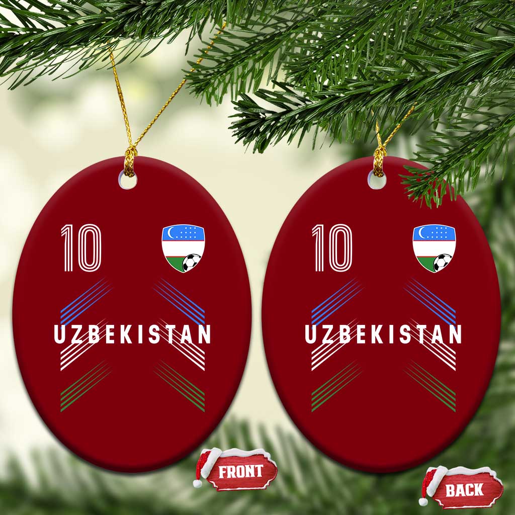 Uzbekistan Soccer Sports Graphic Number 10 Jersey Style Ceramic Ornament Proud Uzbek Football Fans Game Day Pride