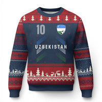 Uzbekistan Soccer Sports Graphic Number 10 Jersey Style Ugly Christmas Sweater Proud Uzbek Football Fans Game Day Pride