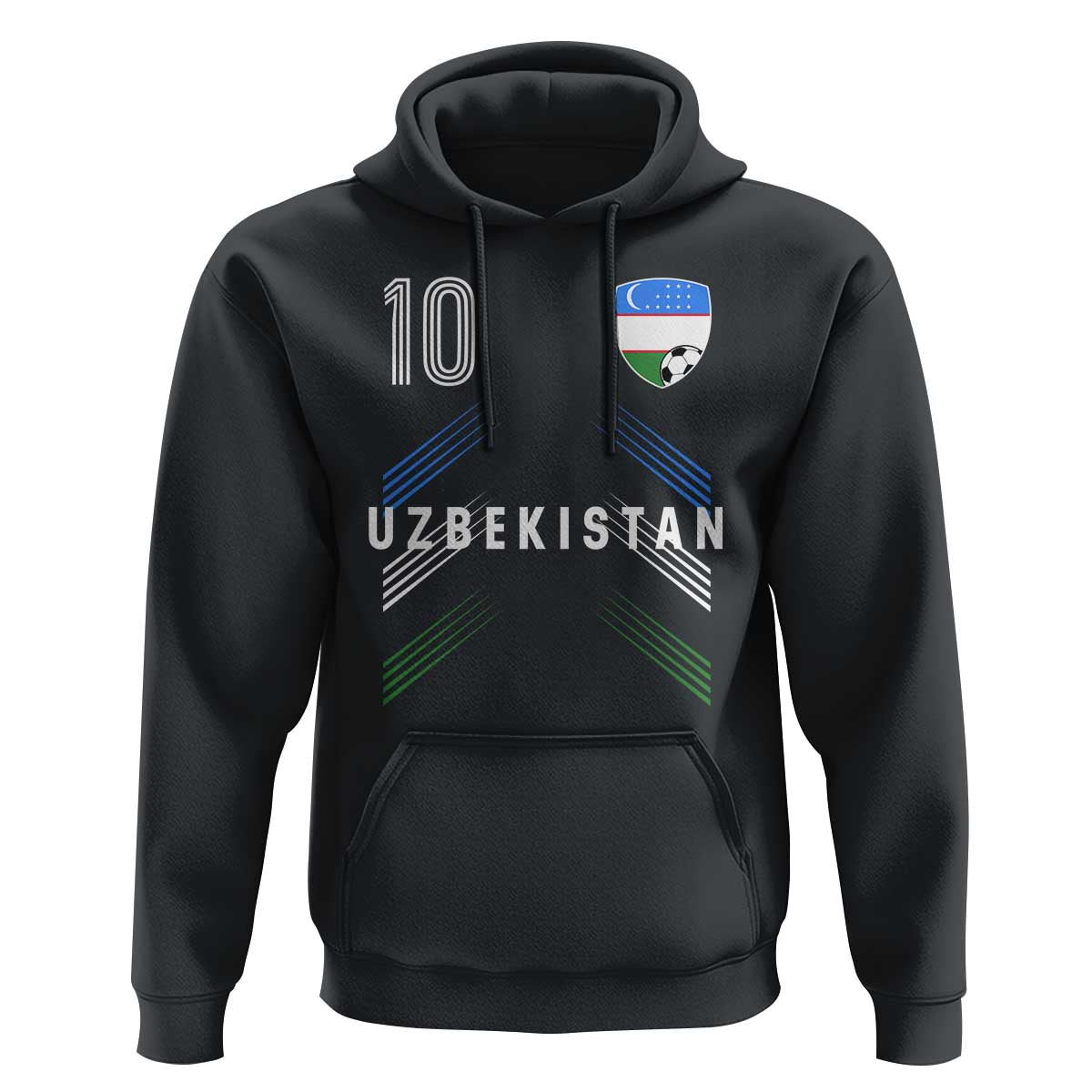 Uzbekistan Soccer Sports Graphic Number 10 Jersey Style Hoodie Proud Uzbek Football Fans Game Day Pride