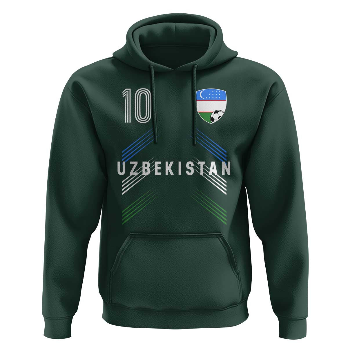 Uzbekistan Soccer Sports Graphic Number 10 Jersey Style Hoodie Proud Uzbek Football Fans Game Day Pride