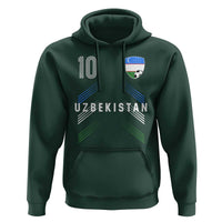 Uzbekistan Soccer Sports Graphic Number 10 Jersey Style Hoodie Proud Uzbek Football Fans Game Day Pride
