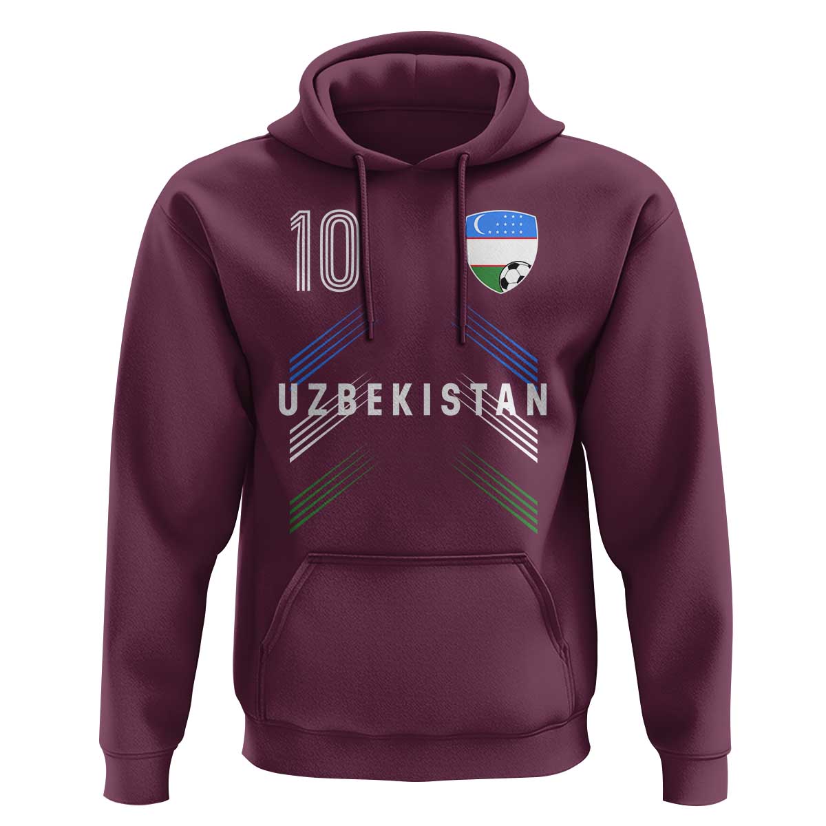 Uzbekistan Soccer Sports Graphic Number 10 Jersey Style Hoodie Proud Uzbek Football Fans Game Day Pride