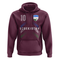 Uzbekistan Soccer Sports Graphic Number 10 Jersey Style Hoodie Proud Uzbek Football Fans Game Day Pride