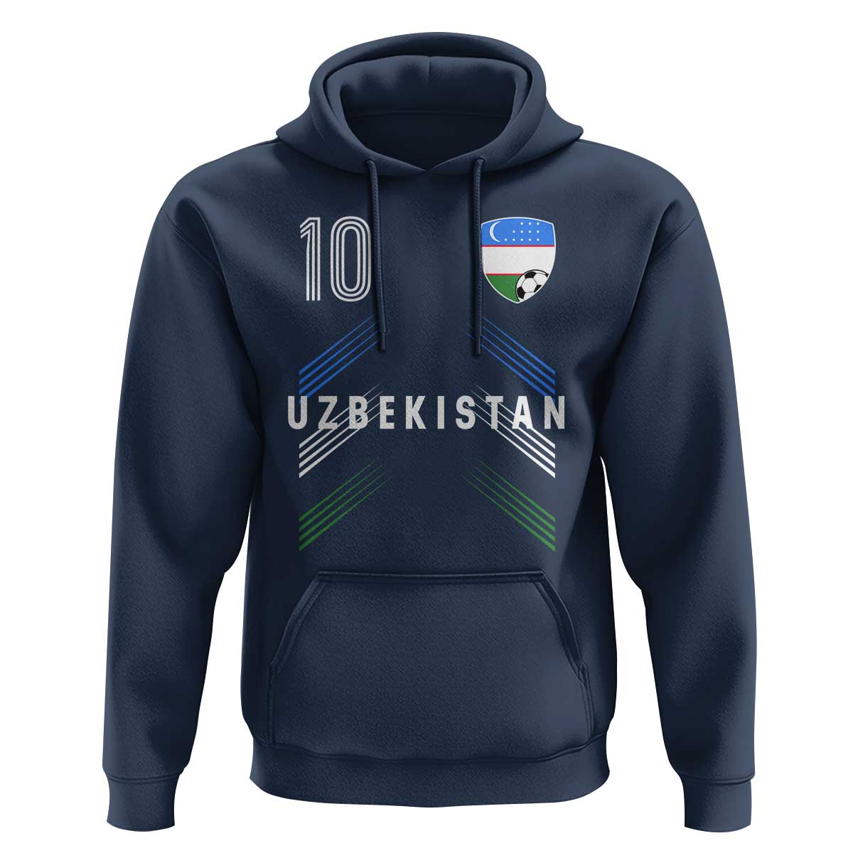 Uzbekistan Soccer Sports Graphic Number 10 Jersey Style Hoodie Proud Uzbek Football Fans Game Day Pride