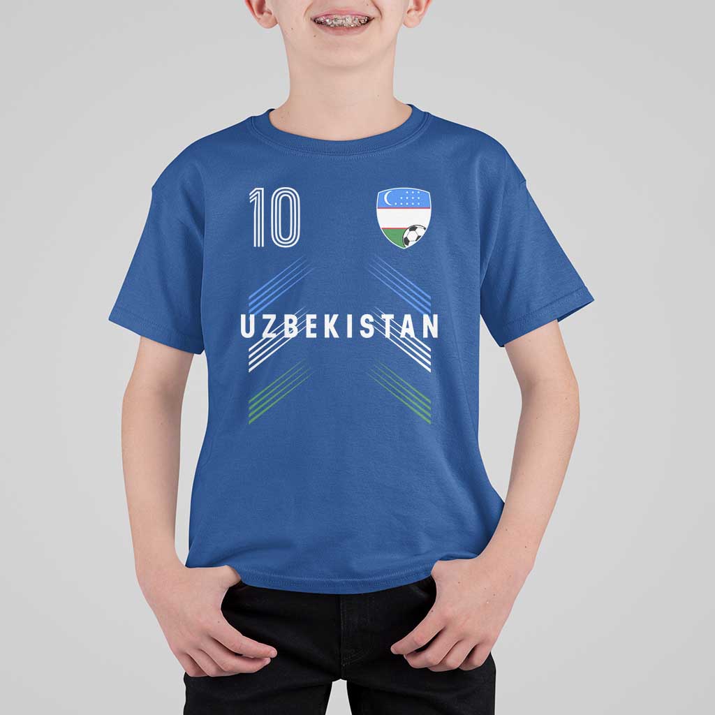 Uzbekistan Soccer Sports Graphic Number 10 Jersey Style T Shirt For Kid Proud Uzbek Football Fans Game Day Pride