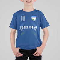 Uzbekistan Soccer Sports Graphic Number 10 Jersey Style T Shirt For Kid Proud Uzbek Football Fans Game Day Pride