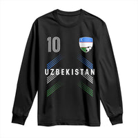 Uzbekistan Soccer Sports Graphic Number 10 Jersey Style Long Sleeve Shirt Proud Uzbek Football Fans Game Day Pride