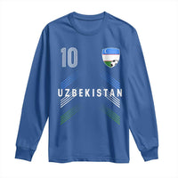 Uzbekistan Soccer Sports Graphic Number 10 Jersey Style Long Sleeve Shirt Proud Uzbek Football Fans Game Day Pride