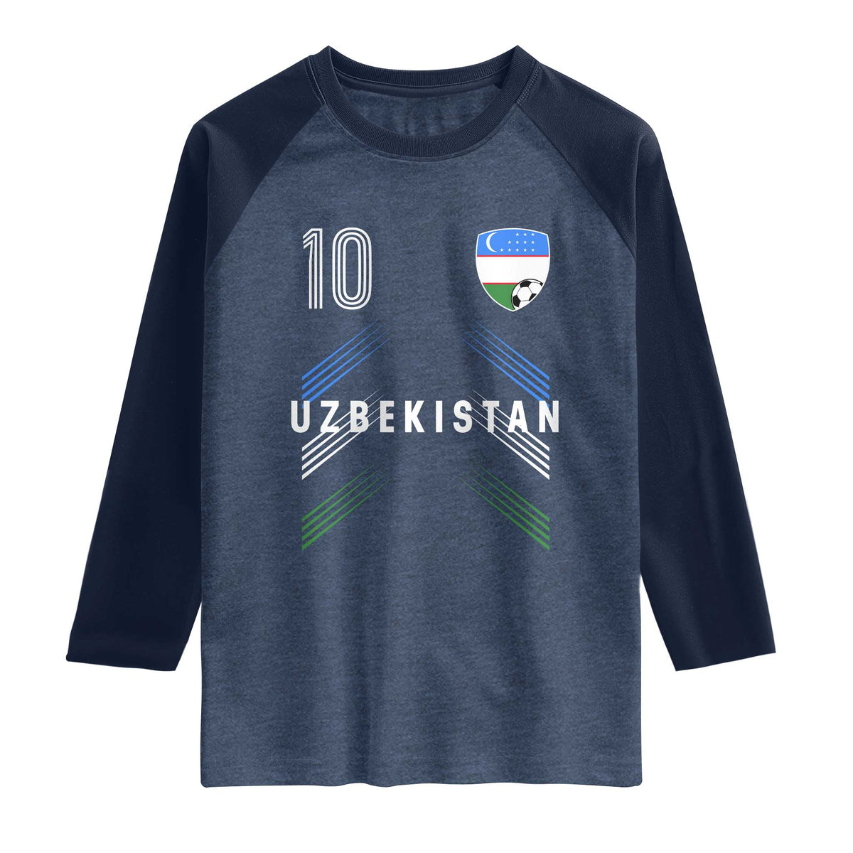 Uzbekistan Soccer Sports Graphic Number 10 Jersey Style Raglan Shirt Proud Uzbek Football Fans Game Day Pride