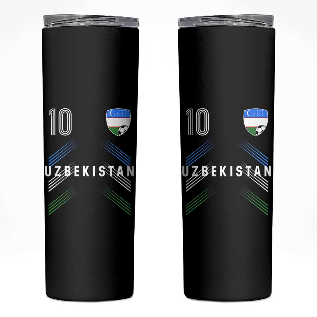 Uzbekistan Soccer Sports Graphic Number 10 Jersey Style Skinny Tumbler Proud Uzbek Football Fans Game Day Pride