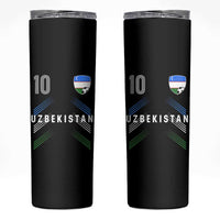 Uzbekistan Soccer Sports Graphic Number 10 Jersey Style Skinny Tumbler Proud Uzbek Football Fans Game Day Pride