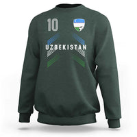 Uzbekistan Soccer Sports Graphic Number 10 Jersey Style Sweatshirt Proud Uzbek Football Fans Game Day Pride