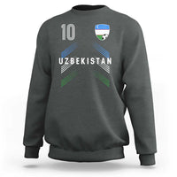 Uzbekistan Soccer Sports Graphic Number 10 Jersey Style Sweatshirt Proud Uzbek Football Fans Game Day Pride
