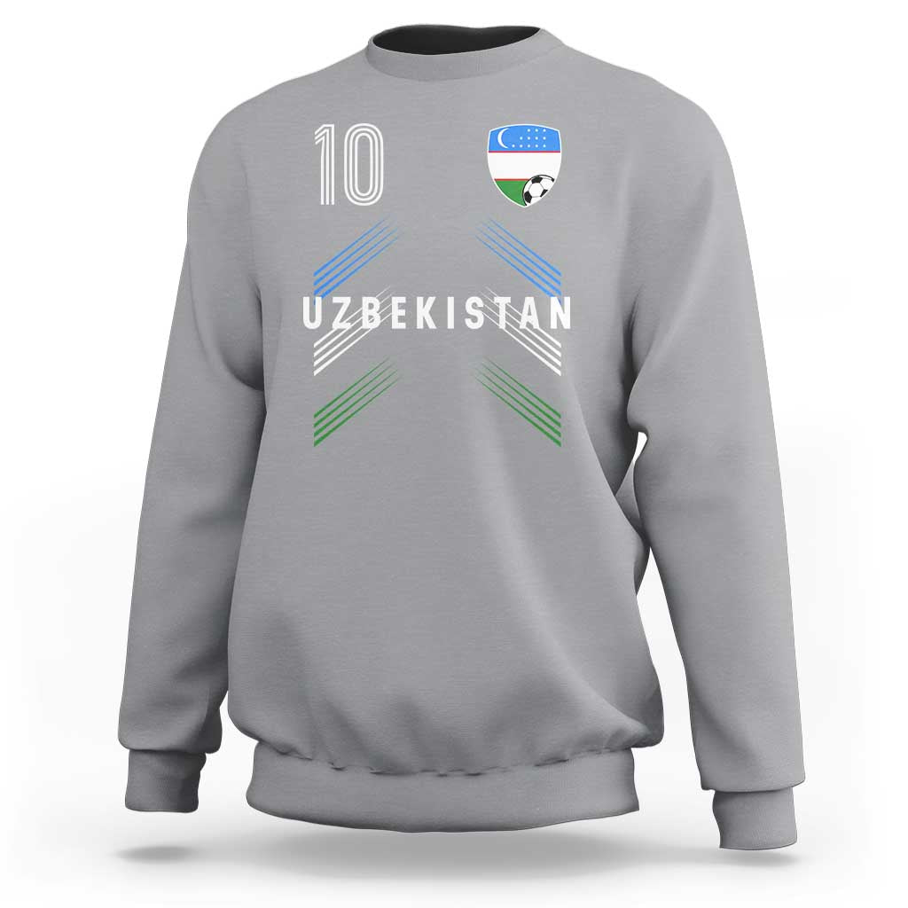 Uzbekistan Soccer Sports Graphic Number 10 Jersey Style Sweatshirt Proud Uzbek Football Fans Game Day Pride