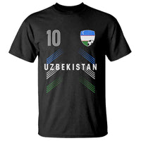 Uzbekistan Soccer Sports Graphic Number 10 Jersey Style T Shirt Proud Uzbek Football Fans Game Day Pride